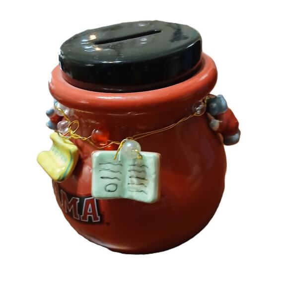 ALABAMA FANS - ***BAMA Fund Red & Black Pottery Bank with BAMA Charms*** - Picture 2 of 4